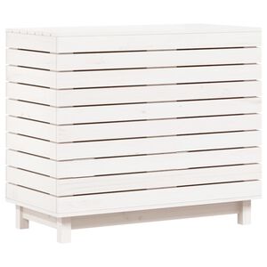 vidaXL Cesto para la ropa sucia madera maciza pino blanco 88,5x44x76cm