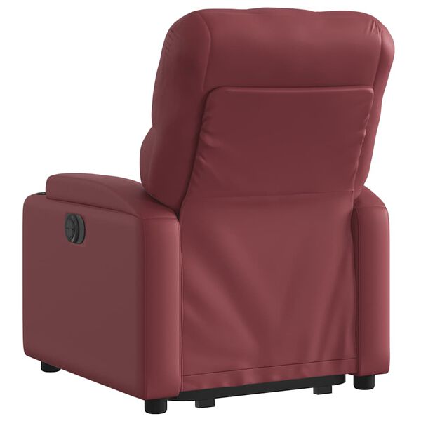 vidaXL Sillón reclinable elevable cuero artificial rojo tinto
