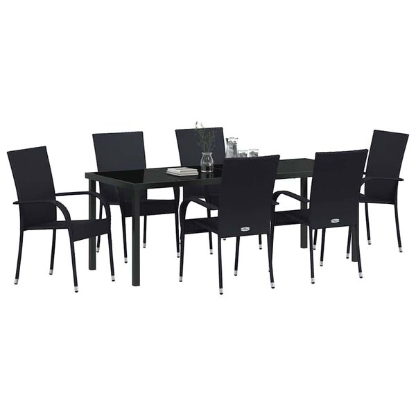 vidaXL Conjunto de Comedor de Jard&iacute;n 7 pcs Negro