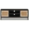 vidaXL Mueble de TV madera maciza de mango y hierro negro 110x30x40 cm