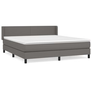 vidaXL Cama box spring con colch&oacute;n cuero sint&eacute;tico gris 180x200 cm