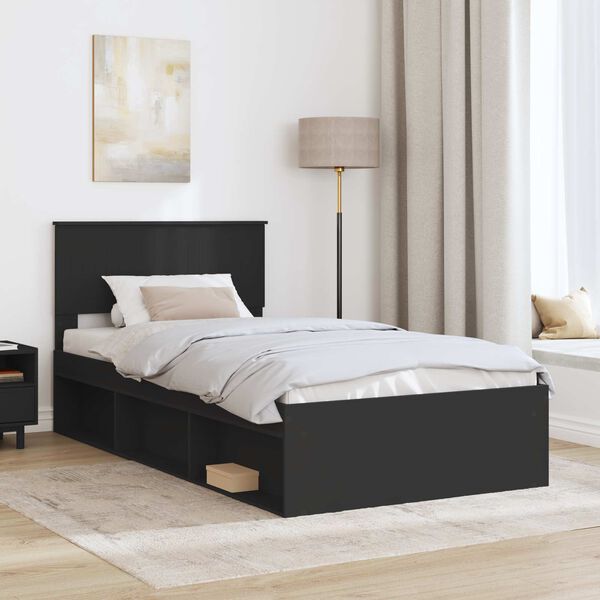 vidaXL Estructura de cama Negro 100 x 200 cm Madera de pino macizo