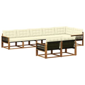 vidaXL Conjunto de sof&aacute;s de exterior con coj&iacute;n 8 pcs Natural y Crema