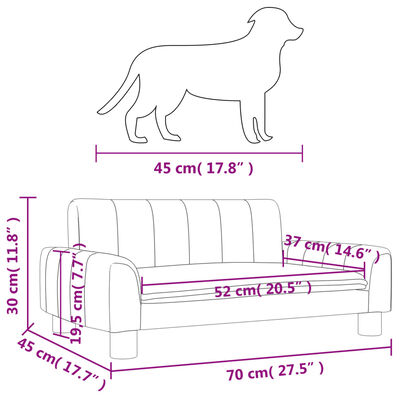 vidaXL Cama para perros de tela gris claro 70x45x30 cm