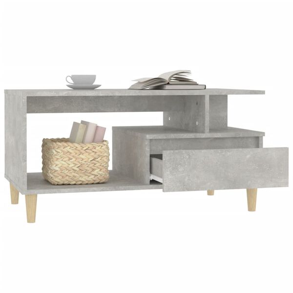 vidaXL Mesa de centro madera contrachapada gris hormigón 90x49x45 cm