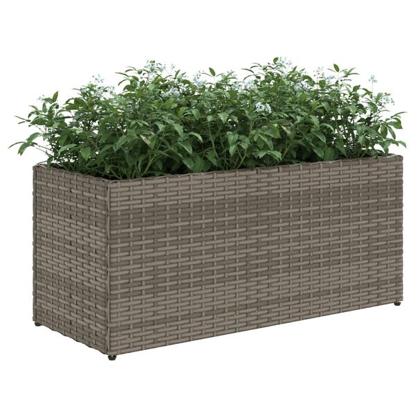 vidaXL Jardinera de jard&iacute;n con 2 maceteros rat&aacute;n PE gris 72x30x32 cm