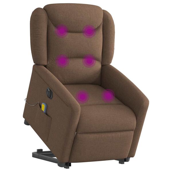 vidaXL Sill&oacute;n de masaje el&eacute;ctrico reclinable elevable tela marr&oacute;n