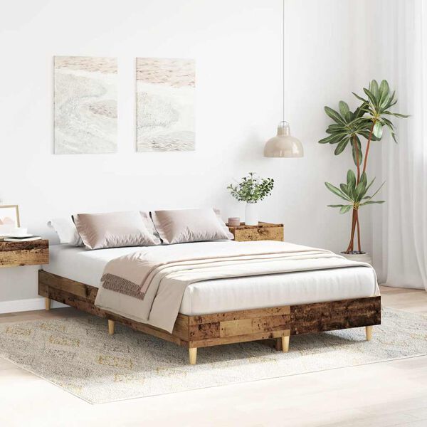 vidaXL Estructura de cama sin colch&oacute;n madera vieja 120x190 cm madera