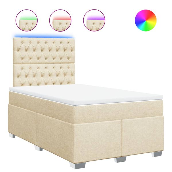 vidaXL Cama box spring con colch&oacute;n tela color crema 120x190 cm