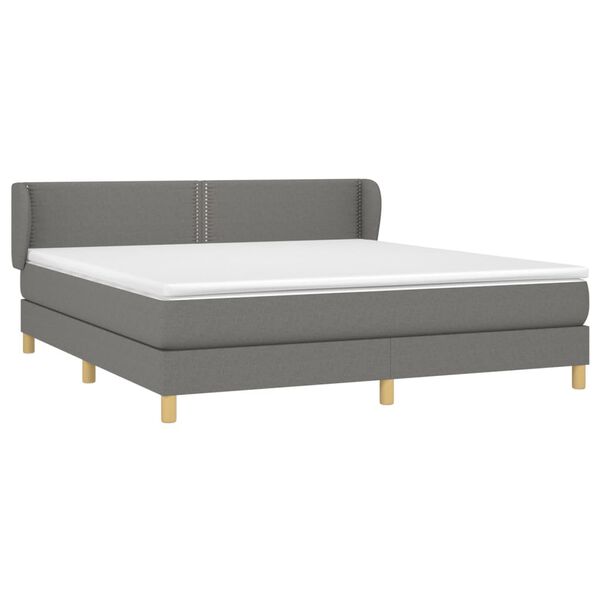 vidaXL Cama box spring con colch&oacute;n tela gris oscuro 160x200 cm