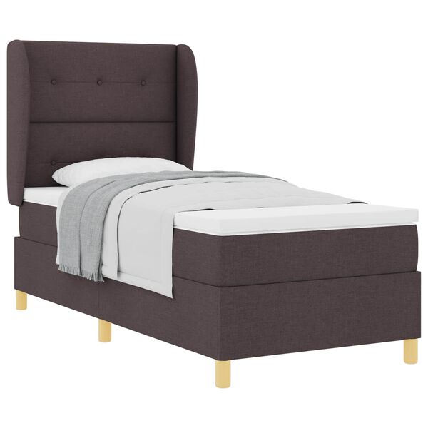 vidaXL Cama tipo Box Spring con colch&oacute;n Marr&oacute;n Oscuro 190 x 90 cm tela
