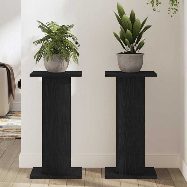 vidaXL Soporte de plantas 2 pcs Roble Negro 30 x 30 x 60 cm