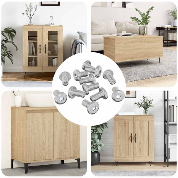 vidaXL Tornillo de Bloqueo Liso 12 pcs Plateado M6 x 12 mm Acero