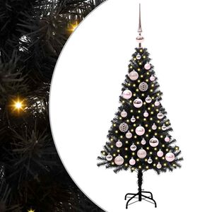 vidaXL &Aacute;rbol de Navidad con 150 LED con soporte Negro 120 cm PVC