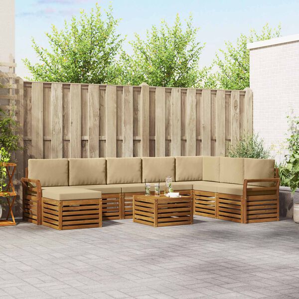 vidaXL Conjunto de Sof&aacute; Seccional con coj&iacute;n 9 pcs Natural y Beige
