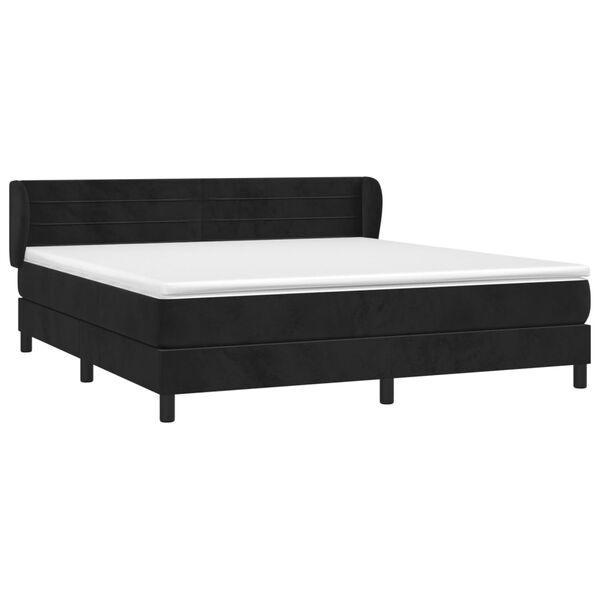 vidaXL Cama box spring con colch&oacute;n terciopelo negro 180x200 cm