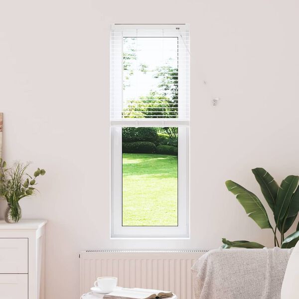 vidaXL Persiana para Ventana con cortinas Manual Blanco Aluminio
