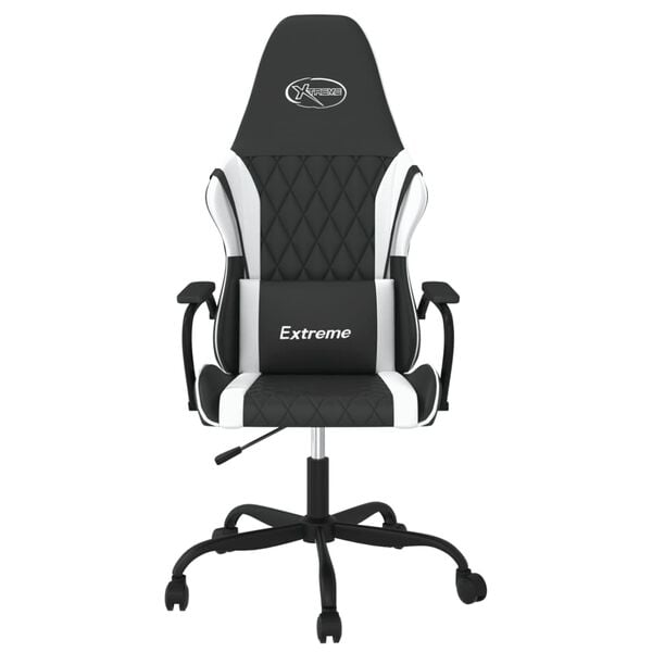 vidaXL Silla gaming de masaje cuero sintético negro y blanco