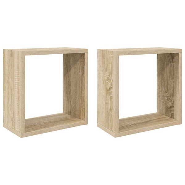 vidaXL Estantes cubo de pared 2 unidades roble Sonoma 30x15x30 cm