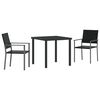vidaXL Conjunto de Comedor de Jard&iacute;n 3 uds. Negro Rat&aacute;n sint&eacute;tico