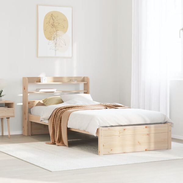 vidaXL Estructura de cama con cabecero madera maciza pino 90x190 cm