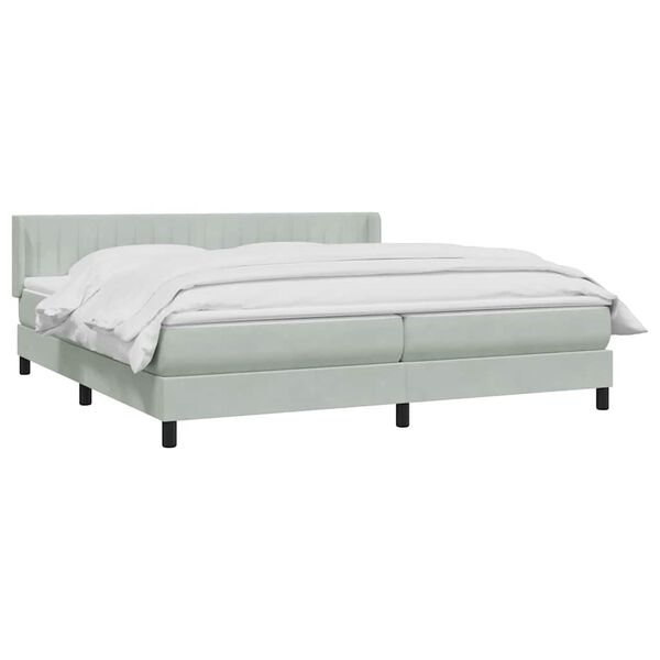 vidaXL Cama box spring con colch&oacute;n terciopelo gris claro 180x210 cm