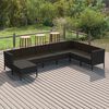 vidaXL Set de muebles de jard&iacute;n 8 pzas y cojines rat&aacute;n sint&eacute;tico negro
