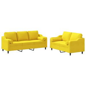 vidaXL Juego de sof&aacute;s con cojines 2 piezas tela amarillo claro