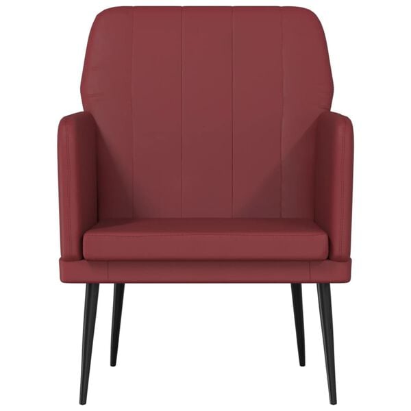 vidaXL Sillón de cuero sintético rojo tinto 61x78x80 cm