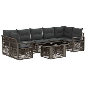 vidaXL Conjunto de sof&aacute;s de jard&iacute;n 8 uds. Gris y Gris Oscuro