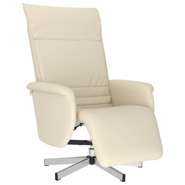 vidaXL Sill&oacute;n reclinable con reposapi&eacute;s cuero sint&eacute;tico color crema