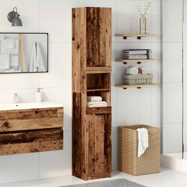 vidaXL Armario de ba&ntilde;o de madera contrachapada envejecida