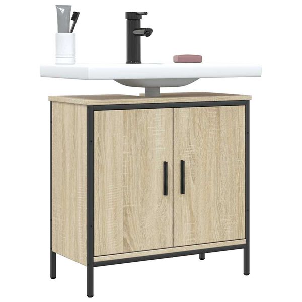 vidaXL Armario lavabo ba&ntilde;o madera ingenier&iacute;a roble Sonoma 60x30x60 cm