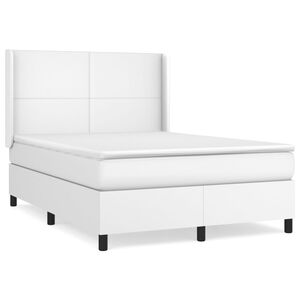vidaXL Cama box spring con colch&oacute;n cuero sint&eacute;tico blanco 140x200cm