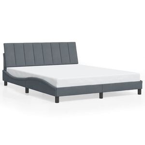 vidaXL Estructura de cama sin colch&oacute;n Hanko terciopelo gris oscuro 160x200cm