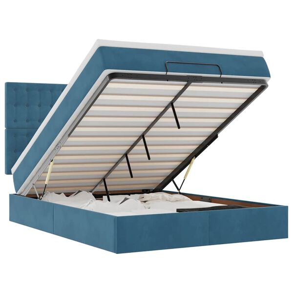vidaXL Estructura de cama otomana con colchones azul oscuro 140x200 cm