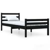 vidaXL Estructura de cama sin colch&oacute;n madera maciza negro 100x200 cm