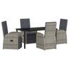 vidaXL Conjunto de Comedor de Jard&iacute;n 5 uds. Gris rat&aacute;n sint&eacute;tico