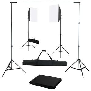 vidaXL Kit de estudio fotogr&aacute;fico con luces softbox y fondo