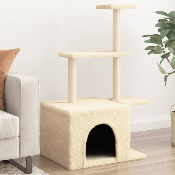 vidaXL Rascador para gatos con postes de sisal color crema 110 cm