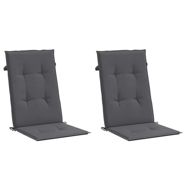vidaXL Coj&iacute;n silla de jard&iacute;n respaldo alto 2 uds tela gris 120x50x2 cm