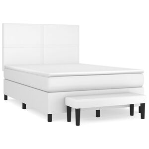 vidaXL Cama box spring con colch&oacute;n cuero sint&eacute;tico blanco 140x190 cm