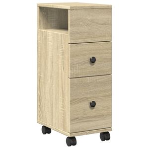 vidaXL Armario de ba&ntilde;o estrecho con ruedas madera roble Sonoma
