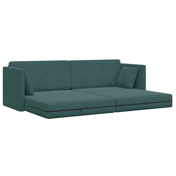 vidaXL Sof&aacute;-cama de piso 200cm Verde oscuro Terciopelo