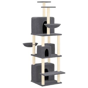vidaXL Rascador para gatos con postes de sisal gris oscuro 180 cm