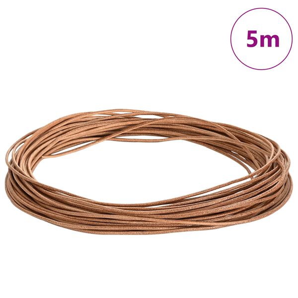 vidaXL Cord&oacute;n de cuero Marr&oacute;n &Oslash;2 mm x 5 m Cuero