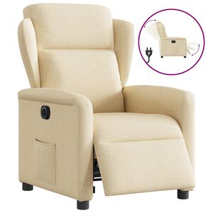 vidaXL Sill&oacute;n reclinable el&eacute;ctrico de tela crema