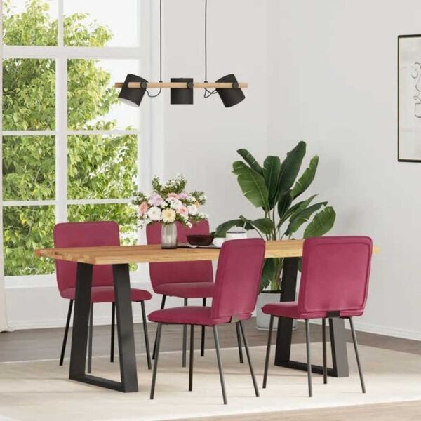 vidaXL Sillas de comedor 4 unidades terciopelo rojo tinto