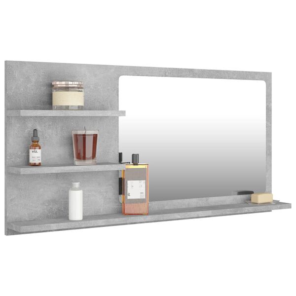 vidaXL Espejo de baño madera contrachapada gris hormigón 90x10,5x45 cm