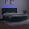 vidaXL Cama box spring colch&oacute;n y LED terciopelo verde oscuro 160x200cm